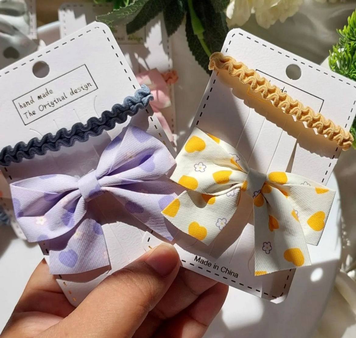 Hair bow and rubber card