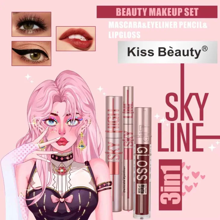 A Eyeliner + Lipgloss + Mascara pack of 3