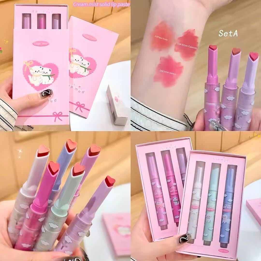 Gege bear love heart lip mud