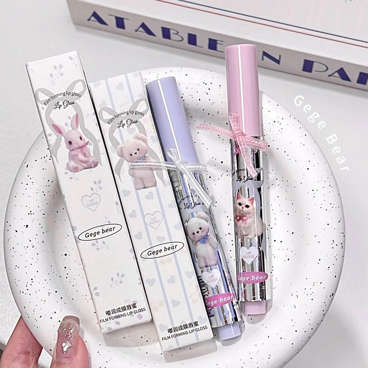 A gege bear bow lace gloss 3 pcs box