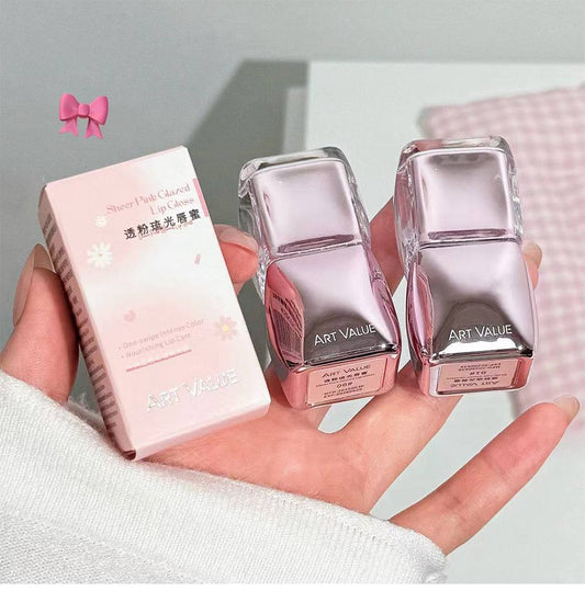 A a sheer pink lip glaze gloss