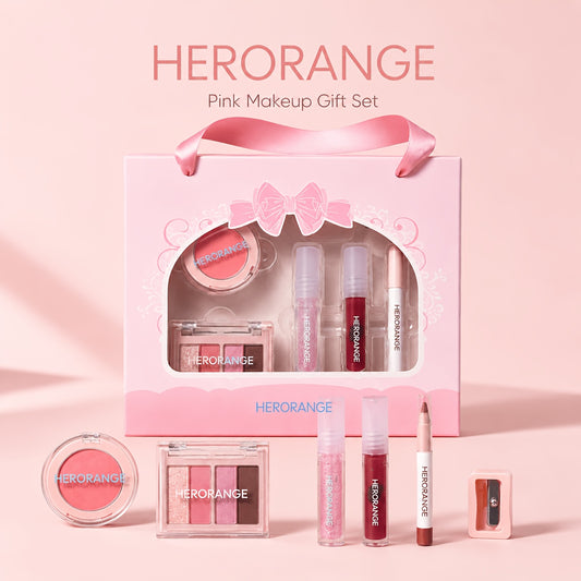 A aHeroange  pink makeup set 7 in 1