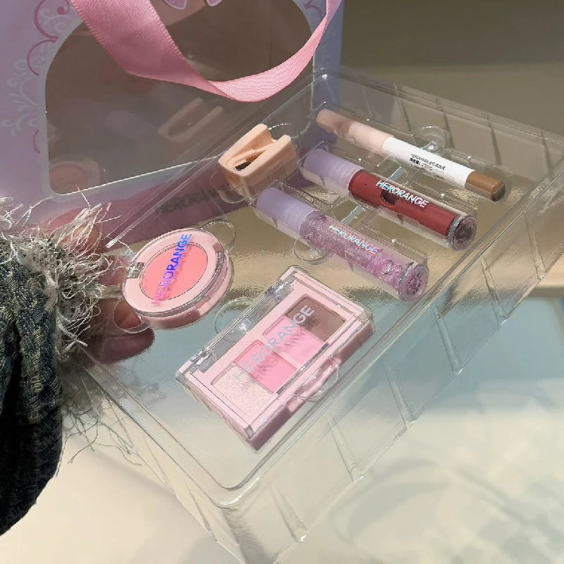 A aHeroange  pink makeup set 7 in 1