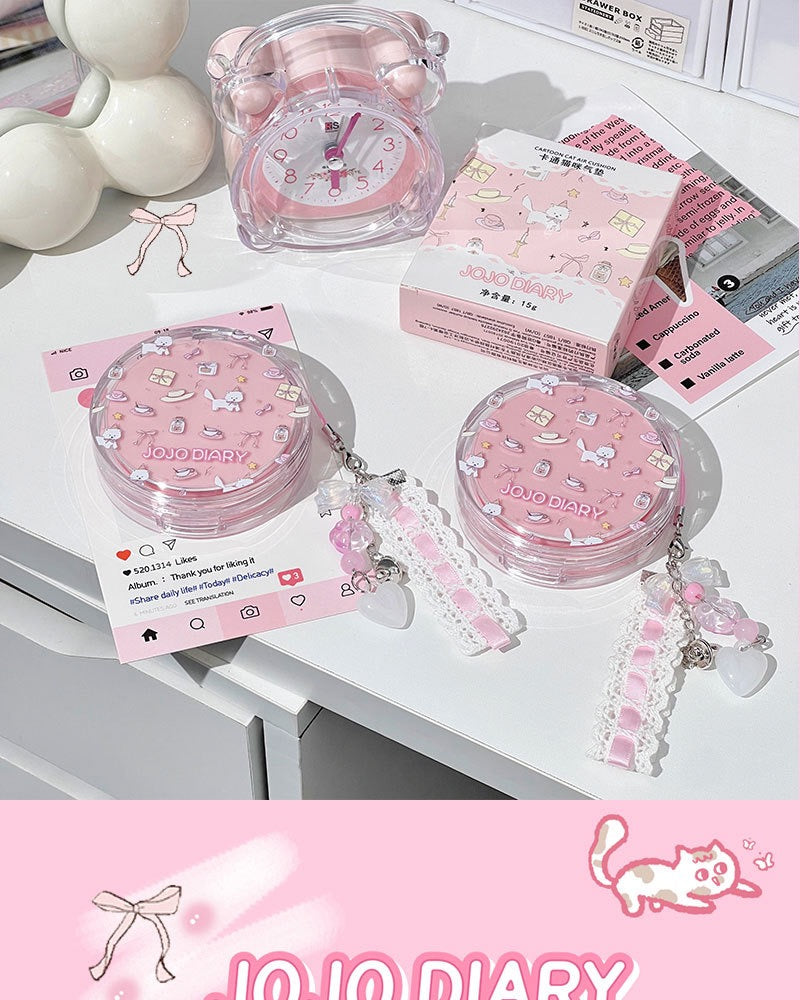 A JOJO DIARY  Air Cushion BB Cream Oil Control foundation Lasting Waterproof with  cute pearl lace charm 💗🌷🌷