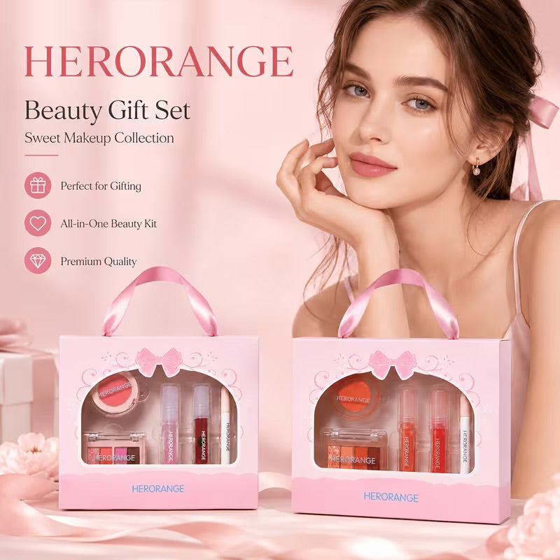 A aHeroange  pink makeup set 7 in 1