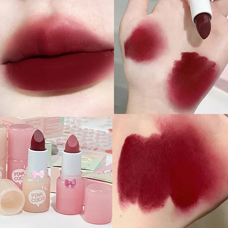 A pink coco lip mud smooth