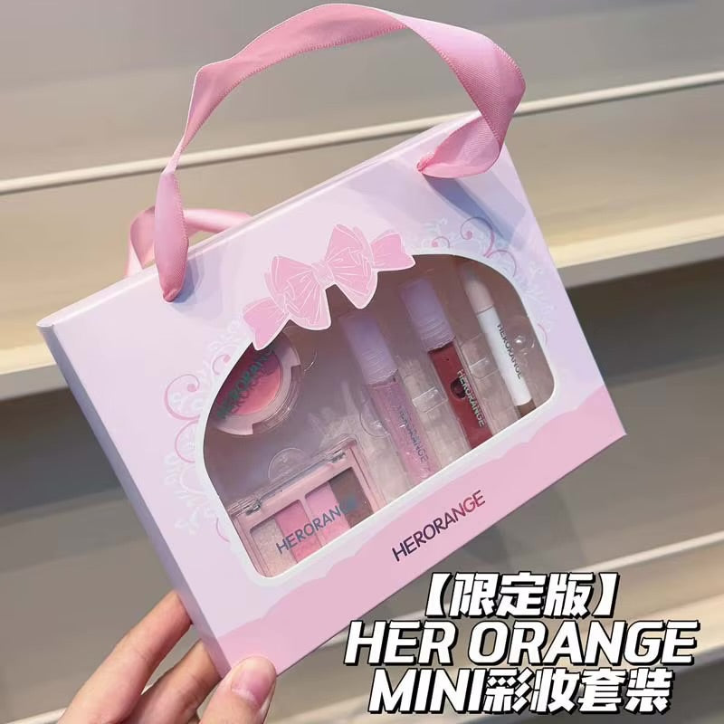 A aHeroange  pink makeup set 7 in 1