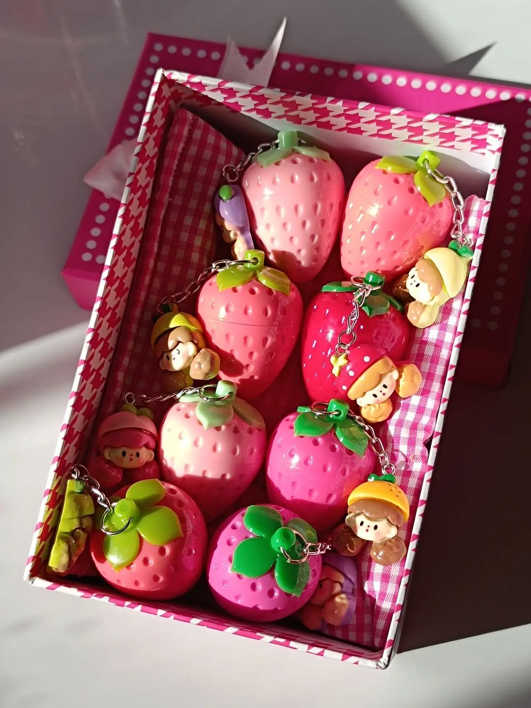 Strawberry girly with  chain lip balm
