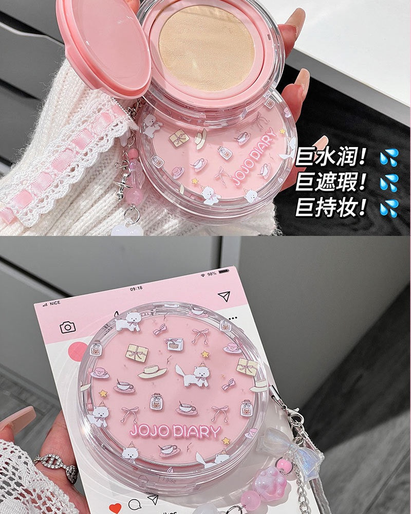 A JOJO DIARY  Air Cushion BB Cream Oil Control foundation Lasting Waterproof with  cute pearl lace charm 💗🌷🌷