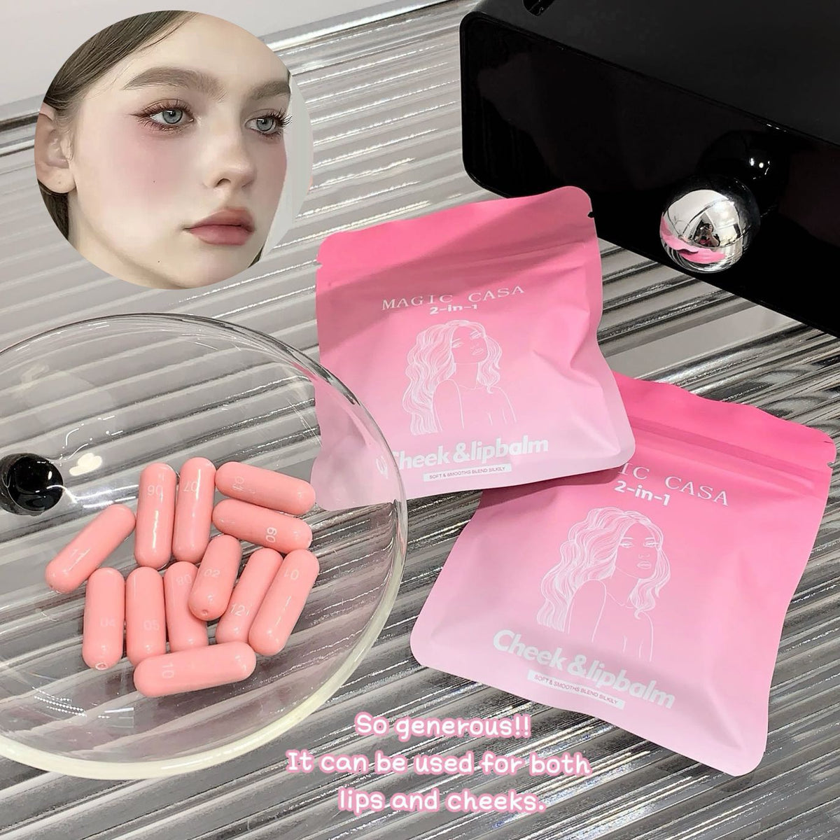 Magic casa 2 in 1 cheek & lip balm (12pcs )