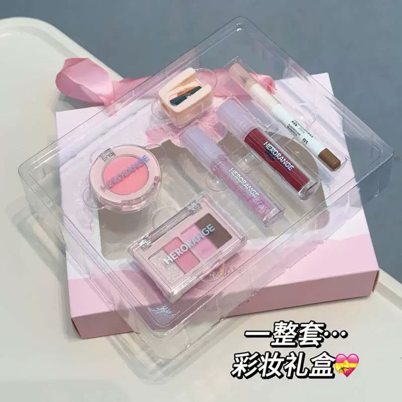 A aHeroange  pink makeup set 7 in 1