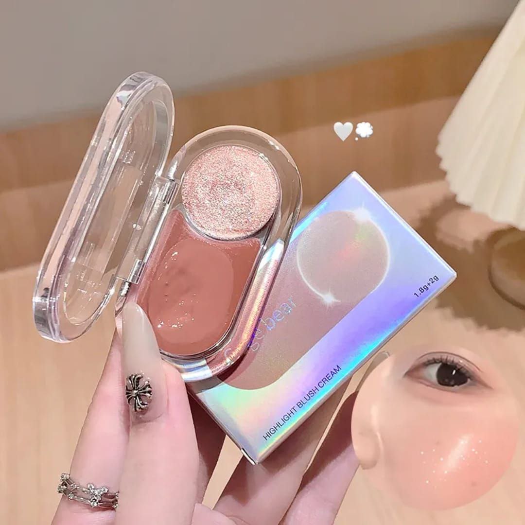 A Gege bear highlighter & blush cream lipgloss