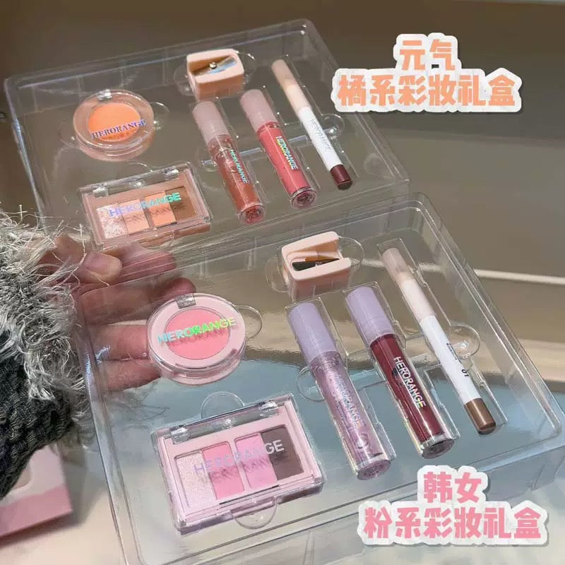 A aHeroange  pink makeup set 7 in 1